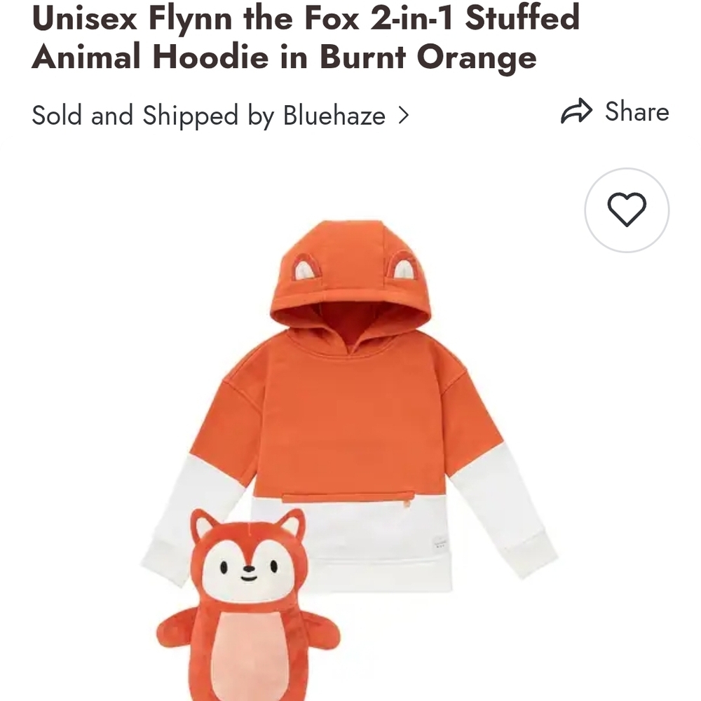 Bluehaze Kids' Burnt Orange Fox Hoodie